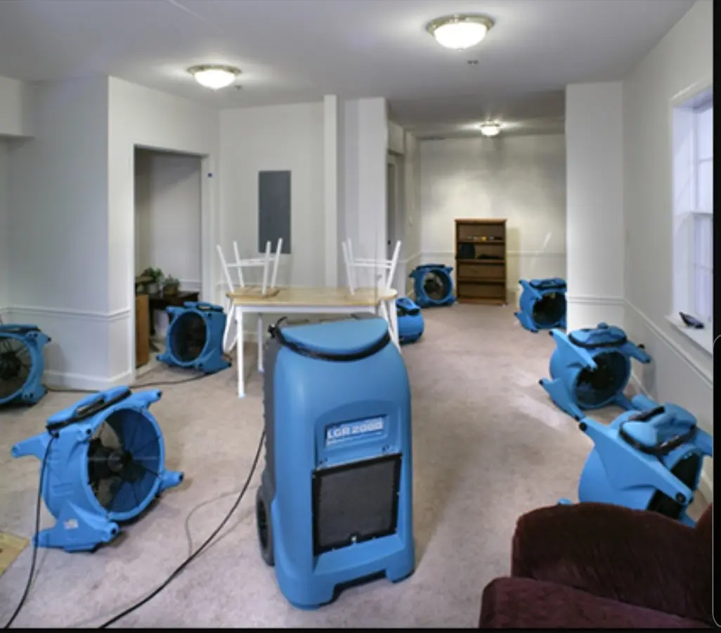 Air movers and dehumidifier setup for Water Extraction & Removal in Hempfield